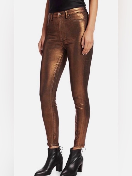 7 For All Mankind Denim - 7 For All Mankind Copper Metallic Bronze Skinny Jeans - 30